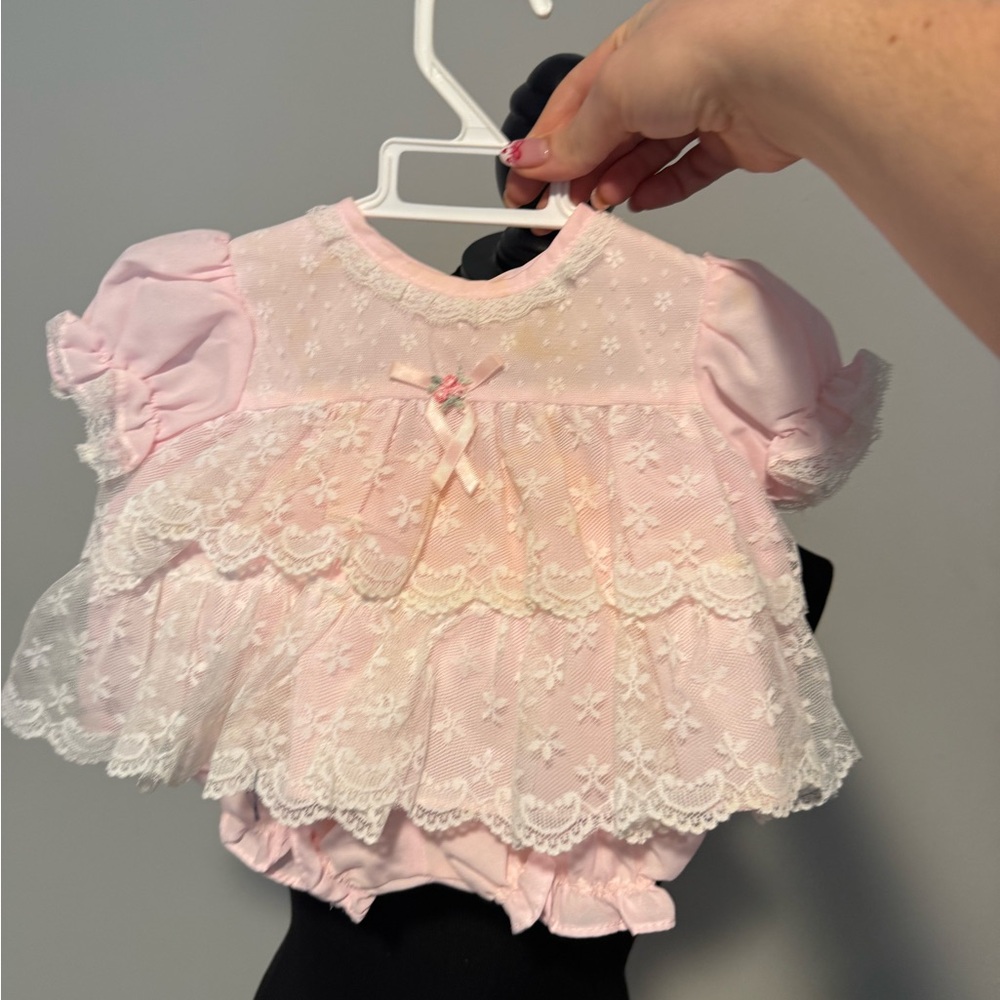 Pink Lace Baby Dress with Bloomers